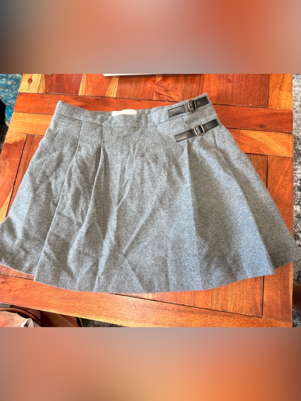 Zara Girls Classic Gray Pleated Skirt with Side Buckles Sz 11/12